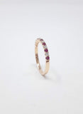 0.1ct Round Cut Simulated Pink Ruby Minimalist Wedding Band 14k Gold Plated