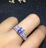 2.4ct Oval Cut Blue Tanzanite Split Wedding Band Ring 14k White Gold Finish