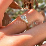 0.5ct Round Cut Moissanite Trilogy Minimalist Women Ring 14k Yellow Gold Plated