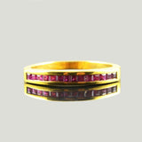 1ct Wedding Ring Band Princess Cut Pink Ruby Channel Set 14k Yellow Gold Finish