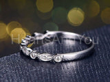0.3ct Round Cut Moissanite Milgrain Half Eternity Band 14k White Gold Plated