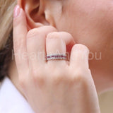 2.2ct Round Cut Simulated Ruby 3 Row Eternity Wedding Band 14k White Gold Plated