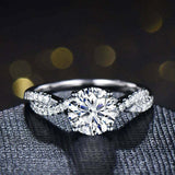 1.5ct Round Cut Diamond Engagement Ring Twisted Promise 14k White Gold Finish