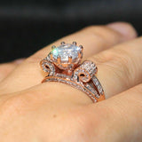 2.5ct Round Cut Diamond Engagement Ring 14k Rose Gold Over Stackable Split Shank