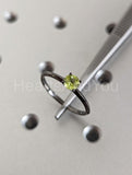0.5ct Round Cut Simulated Green Peridot Solitaire Ring 14k Black Gold Plated