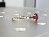 0.5ct Round Cut Simulated Ruby Solitaire Engagement Ring 14k White Gold Plated