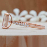 1.5ct Emerald Cut Morganite Engagement Ring Diamond Accents 14k Rose Gold Finish