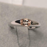 0.8ct Engagement Ring Oval Cut Morganite Solitaire Women 14k White Gold Finish