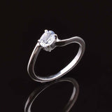 0.25ct Engagement Ring Oval Cut Blue Aquamarine Solitaire 14k White Gold Finish