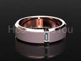 0.5ct Baguette Simulated Diamond Tension Set Men's Ring 14k Yellow Gold Plated