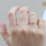 1ct Emerald Cut Simulated Peach Morganite Solitaire Ring 14k Yellow Gold Plated