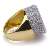 6ct Round Brilliant Cut Diamond Iced Gatsby Cocktail Ring 14k Yellow Gold Finish