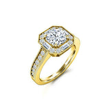 Antique Halo Art Deco Engagement Ring 2ct Round Cut Diamond 14k WhiteGold Finish