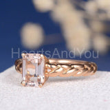 1.2ct Simulated Peach Morganite Braided Engagement Ring 14k Rose Gold Plated