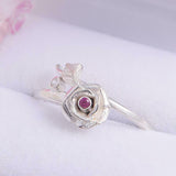 0.2ct Round Cut Pink Ruby Engagement Ring Flower Solitaire 14k White Gold Finish