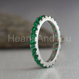 2.2ct Round Simulated Green Emerald Eternity Wedding Band 14k White Gold Plated