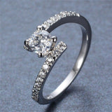 1.6ct Round Cut Diamond Engagement Ring 14k White Gold Finish Bypass Solitaire