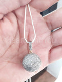 2ct Round Moissanite Disco Ball Cluster Pendant 14k White Gold Plated NO CHAIN