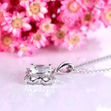 1.6ct Cushion Cut Blue Aquamarine Floral Pendant with Chain 14k White Gold Over