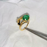 1ct Engagement Ring Oval Cut Green Emerald Bypass Style 14k Yellow Gold Finish