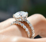 2.3ct Round Cut Diamond Bridal Set Engagement Ring Band 18k White Gold Finish