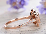 2ct Cushion Cut Peach Morganite Diamond Halo Bezel Set Ring 14k Rose Gold Finish
