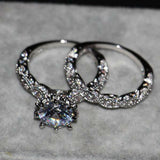 2ct Round Cut Diamond Vintage Bridal Set Engagement Ring 14k White Gold Finish