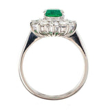 3ct Asscher Cut Green Emerald Engagement Ring Diamond Halo 14k White Gold Finish