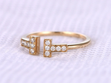 0.7ct Round Cut Diamond Engagement Ring Open Bar Design 14k Yellow Gold Finish