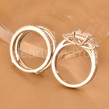 2.1ct Princess Cut Simulated Diamond Bridal Set Ring Guard 14k White Gold Plated