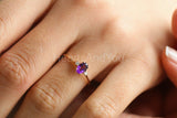 0.2ct Oval Cut Simulated Purple Amethyst Three Stone Ring 14k Yellow Gold Plated