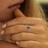 0.4ct Pear Cut Simulated Emerald Accented Engagement Ring 14k White Gold Plated