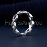 0.5ct Round Cut Moissanite Infinity Stackable Wedding Band 14k White Gold Plated