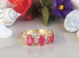 2ct Engagement Ring Oval Pink Ruby Stylish Stackable 14k Yellow Gold Finish