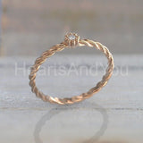0.1ct Round Cut Moissanite Twisted Women Engagement Ring 14k White Gold Plated