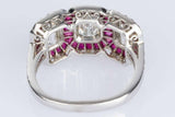 4.5Ct Emerald Cut Diamond Ruby Halo Art Deco Engagement Ring 14K White Gold Over