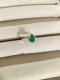 1ct Engagement Ring Pear Cut Green Emerald Three Stone 14k White Gold Finish