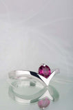 0.5ct Round Pink Sapphire Engagement Ring Solitaire Curved 14k White Gold Finish