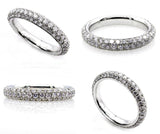 3Ct Round Brilliant Cut Diamond 3 Row Iced Eternity Band 18K White Gold Finish