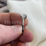 2.1ct Round Cut Moissanite Solitaire with Accents Ring 14K White Gold Plated