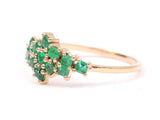 3ct Princess Cut Green Emerald Cluster Minimalist Ring 14k Yellow Gold Finish