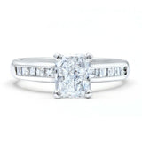 2ct Radiant Cut Diamond Engagement Ring 14k WhiteGold Finish Channel Set Accents