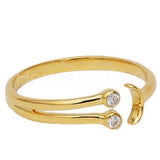 0.1ct Round Cut Moissanite Crescent Star Engagement Ring 14k Yellow Gold Plated