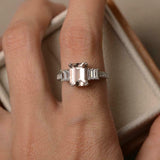 2ct Emerald Cut Peach Morganite Solitaire with Accents Ring 14k WhiteGold Finish