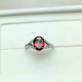 1.6ct Oval Cut Red Garnet Engagement Ring Diamond Split Band 14k White Gold Over