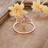 1ct Princess Cut Simulated Morganite Halo Engagement Ring 14k Rose Gold Plated