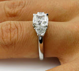 4.5ct Cushion Cut Trilogy Engagement Ring 14K White Gold Over Trapezoid Accents