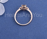 1ct Oval Cut Simulated Peach Morganite Three Stone Ring 14k Rose Gold Plated