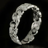 1Ct Round Cut Diamond Milgrain Filigree Wedding Ring Band 18K White Gold Finish