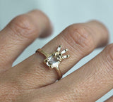 2ct Oval Cut VVS1D Diamond Engagement Ring Unique Crown 14k Yellow Gold Finish